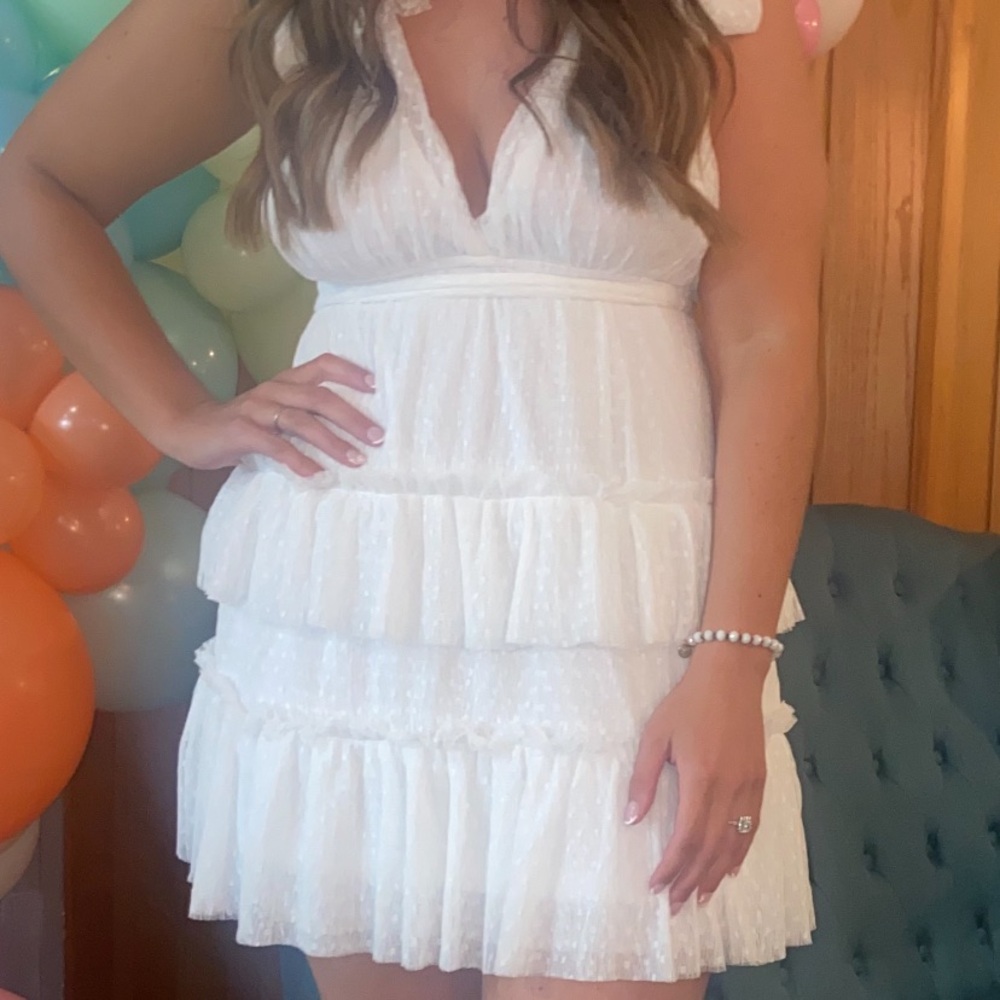 White Ruffled Mini Dress